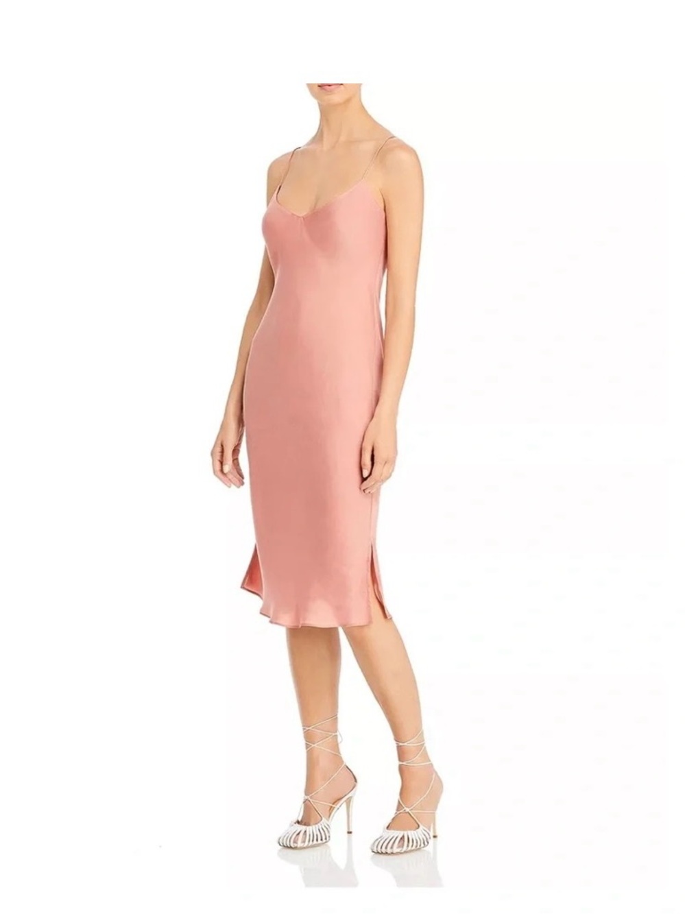 Anine Bing Rose Slip Midi Dress with Spaghetti Straps